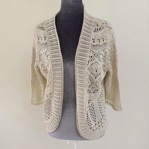 JM Collection Crochet Cardigan - Cream - PL